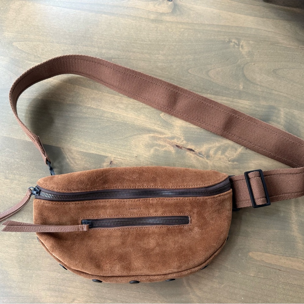 Hammitt Brown Suede Charles Sling Belt Bag Crossbody